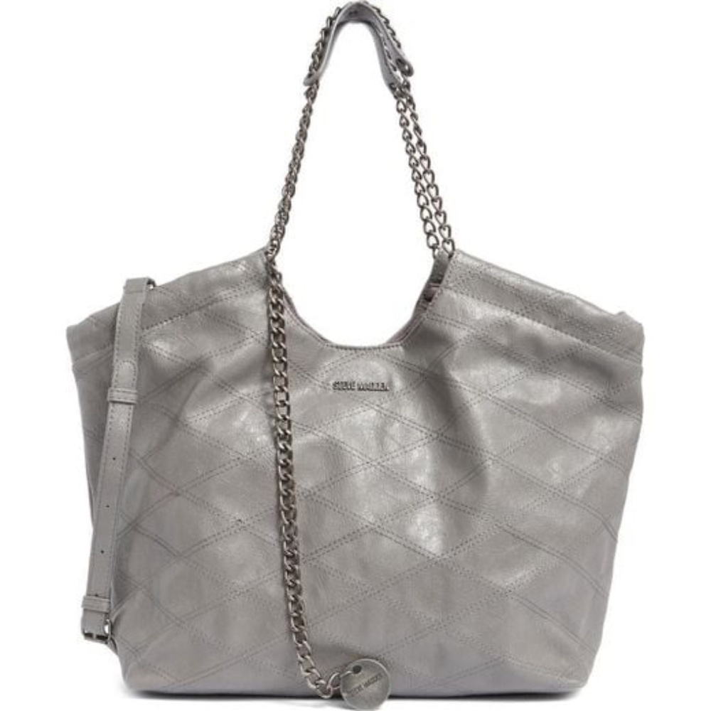 NWT Steve Madden Quilted Tote with removable pouch Gray